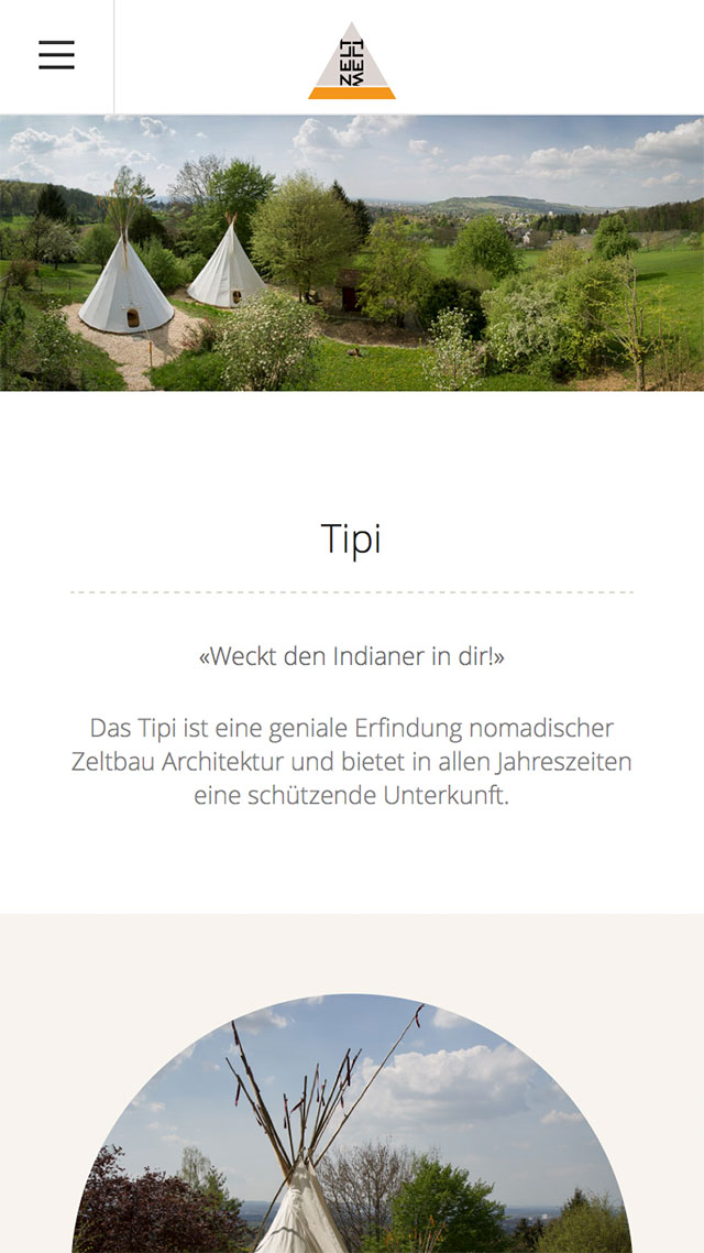 Screenshot einer Inhaltsseite auf zeltwelt.ch auf einem mobilen Endgerät