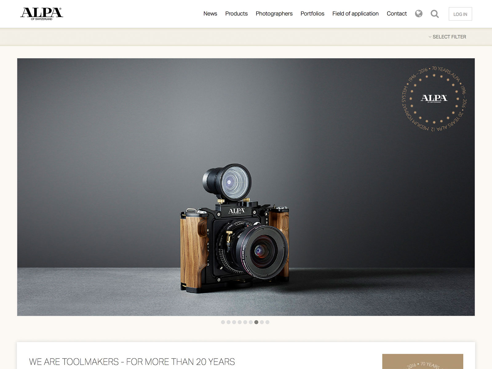 Screenshot der alpa.ch Homepage auf einem Desktop Computer