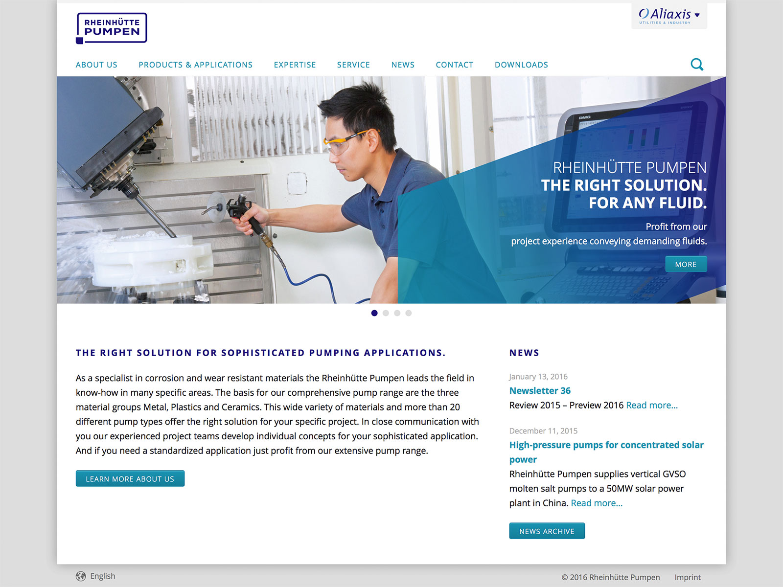 Screenshot der rheinhuette.de Homepage auf einem Desktop Computer